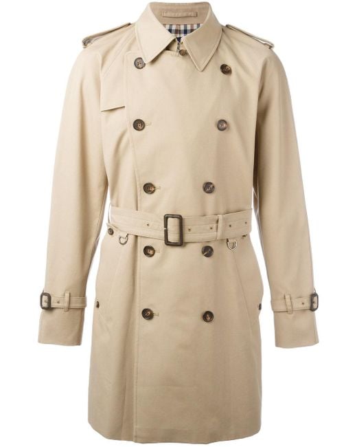 Aquascutum Double Breasted Trench Coat in Natural for Men Lyst